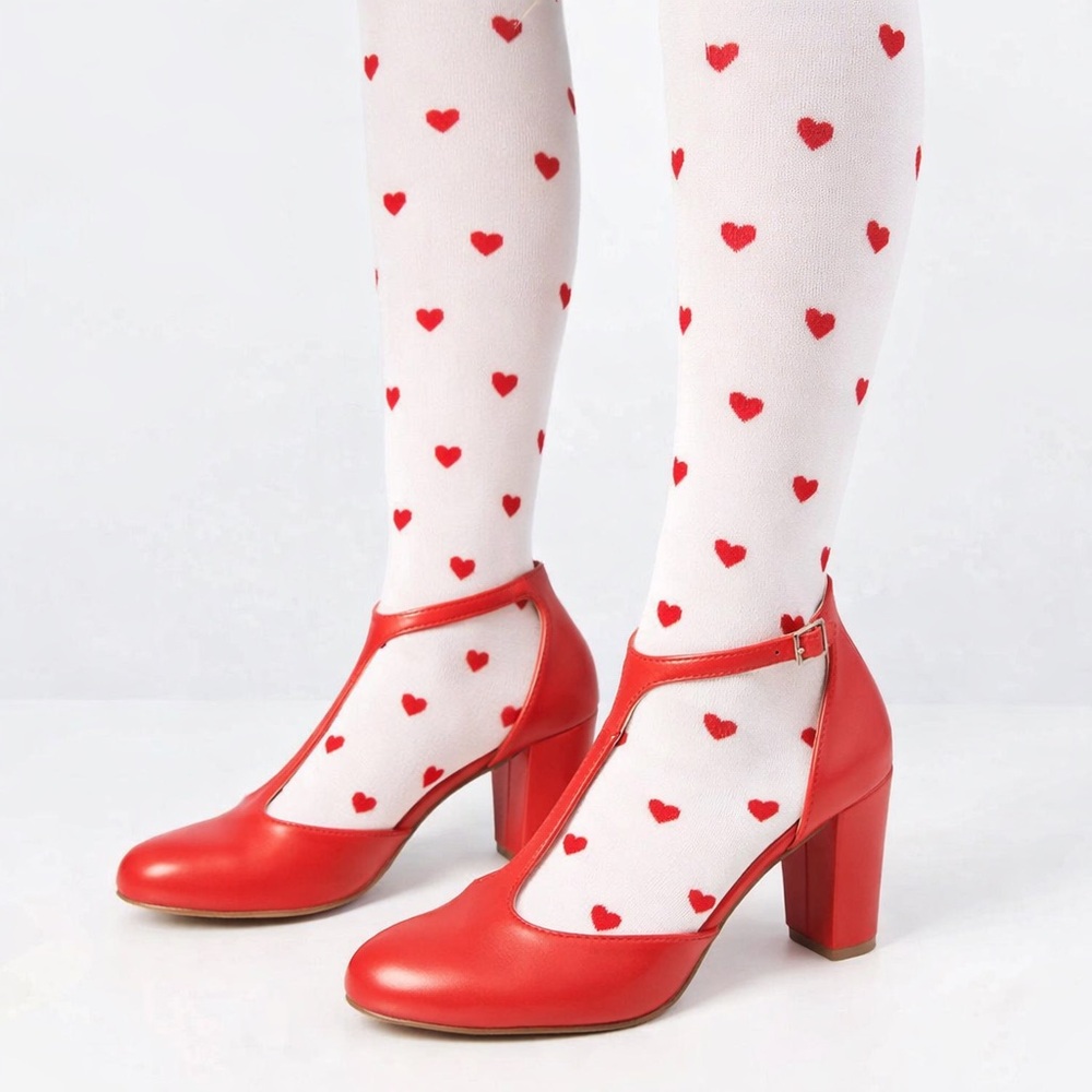 Unique Vintage 1920s Red Leatherette T-Strap Astaire Pumps, Size 5, NWT! - Picture 10 of 11